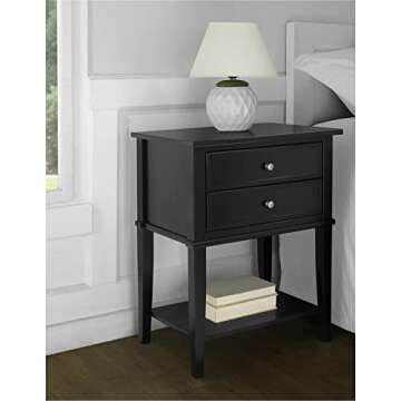 Ameriwood Home Franklin Accent Table with 2 Drawers, Black Finish, Engineered Wood Construction