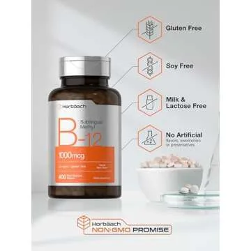 Horbaach Vitamin B12 Sublingual 1000 mcg | 400 Tablets | Methyl Supplement for Women and Men | Fast Dissolve Pills | Berry Flavor | Vegan, Non-GMO, and Gluten Free