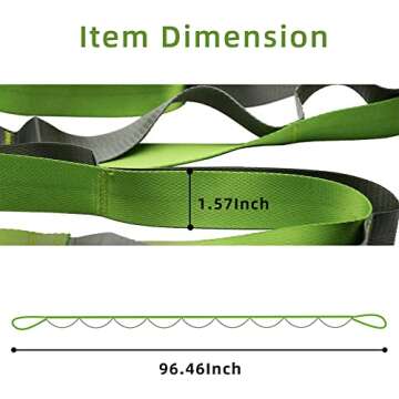 SANKUU Yoga Straps Stretching Strap with 12 Loops Workout Poster, Straps for Stretching Physical Therapy Equipment Long Stretch Out Bands for Exercise, Pilates and Gymnastics for Women Men (Green)