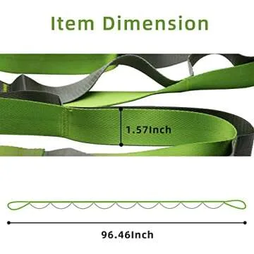 SANKUU Yoga Straps Stretching Strap with 12 Loops Workout Poster, Straps for Stretching Physical Therapy Equipment Long Stretch Out Bands for Exercise, Pilates and Gymnastics for Women Men (Green)