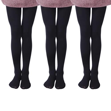EVERSWE Girls Microfiber Tights 3 Pairs Set - Black, 2-4 Size
