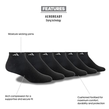 Low Cut Athletic Socks with Cushioned Support - 6 Pairs