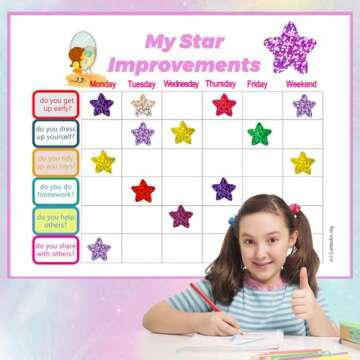 Anwyll Star Stickers,500Pcs 1Inch Foil Shiny Glitter Star Stickers for Kids Reward,Self-Adhesive Colorful Star Incentive Stickers Roll for Envelope Seal Birthday Party Wedding Classroom Teacher Supply