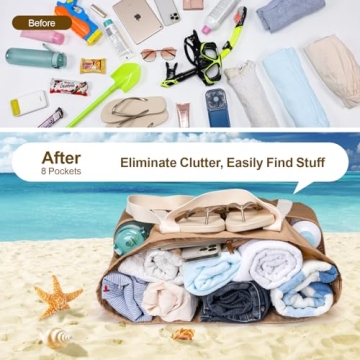 F-color Waterproof Beach Bag with 8 Pockets