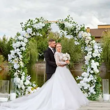 Chamvis Metal Round Balloon Arch Kit, 7.2ft (2.2m) Golden Round Arch Stand Kit: Garden Plants Vines Climbing Frame for Wedding Birthday Photo Background Party Supplies Decorations