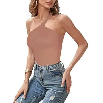 REORIA Women’s Sexy One Shoulder Bodysuit - Summer Chic
