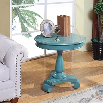 Elevate Your Space with the Roundhill Furniture Rene Round Wood Pedestal Side Table - Teal Finish, P...