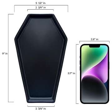 Nomnu Black Vanity Tray Coffin Shaped - Modern Porcelain Organizer for Makeup, Jewelry, Accessories ...