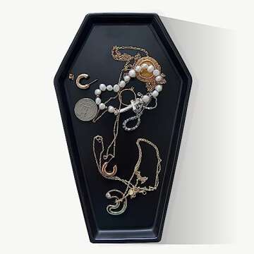 Nomnu Black Vanity Tray Coffin Shape for Gothic Decor