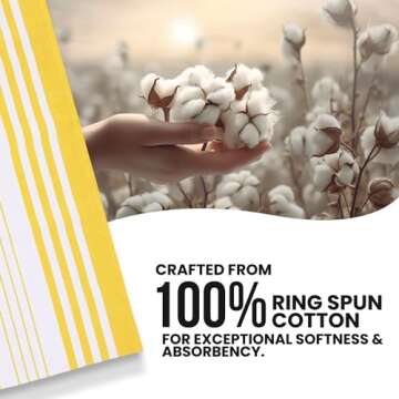 Candy Cottons Stripe Kitchen Towels Decor Mordern Design Centreband Dish Towels Boho Stripe Absorbent Festive Gift Set of 6 Pantry Reusable Kitchen Dish Towel|Easter Spring Decor 18x28 in | Yellow