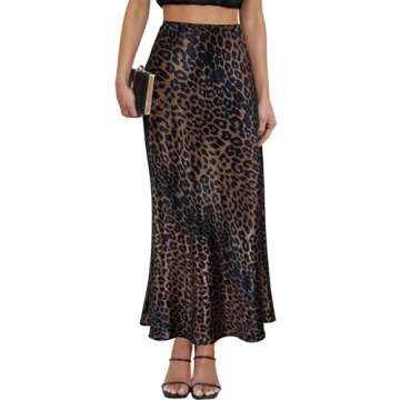 Elegant Women's Leopard Print Satin Maxi Skirt - Perfect for Every Occasion!