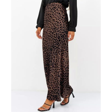 Stylish Women's Leopard Print Satin Maxi Skirt for 2025