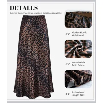 Stylish Women's Leopard Print Satin Maxi Skirt for 2025