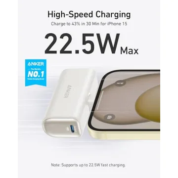 Anker iPhone 16 Portable Charger, Nano Power Bank with Built-in USB C Connector, 5,000mAh Portable Charger 22.5W, for iPhone 16/15 Series, Samsung S22/23 Series, iPad Pro/Air, AirPods, and More