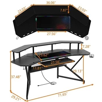 Auromie 72" Gaming Desk - Style Meets Functionality