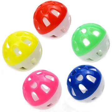 Shizhoo 10 PCS Colorful Cat Balls with Bell Toys