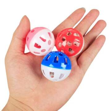 Shizhoo 10 PCS Colorful Cat Balls with Bell Toys