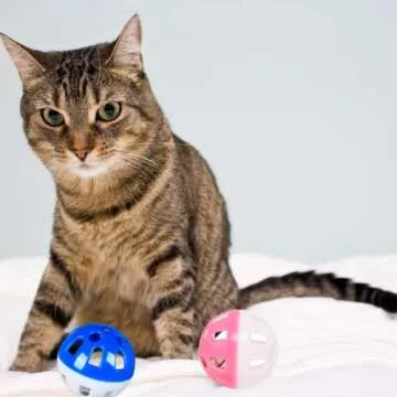 Shizhoo 10 PCS Colorful Cat Balls with Bell Toys