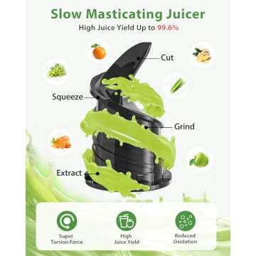 Juicer Machines, ECOSELF Cold Press Juicer with 4.35" Large Feed Chute Fit Whole Fruits and Vegetables, Juice Extractor Self Feeding Effortless for Batch Juicing, Easy to Clean, High Juice Yield