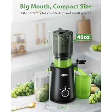 Juicer Machines, ECOSELF Cold Press Juicer with 4.35" Large Feed Chute Fit Whole Fruits and Vegetables, Juice Extractor Self Feeding Effortless for Batch Juicing, Easy to Clean, High Juice Yield