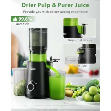 Juicer Machines, ECOSELF Cold Press Juicer with 4.35" Large Feed Chute Fit Whole Fruits and Vegetables, Juice Extractor Self Feeding Effortless for Batch Juicing, Easy to Clean, High Juice Yield