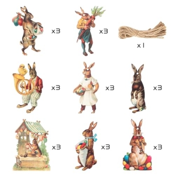 L1rabe Easter Vintage Bunny Wooden Ornaments for Festive Decor