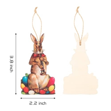 L1rabe Easter Vintage Bunny Wooden Ornaments for Festive Decor