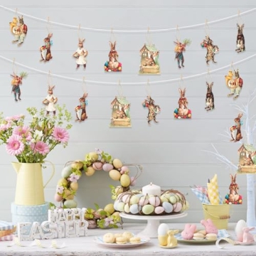 L1rabe Easter Vintage Bunny Wooden Ornaments for Festive Decor
