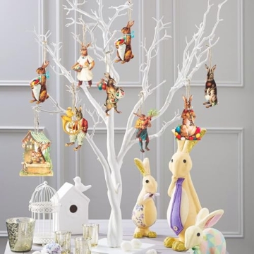 L1rabe Easter Vintage Bunny Wooden Ornaments for Festive Decor