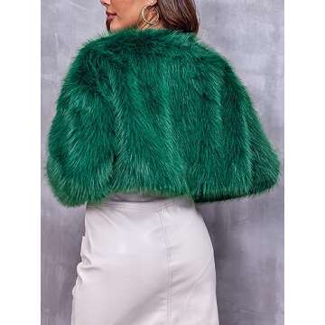 Danedvi Women's Fashion Cropped Faux Fur Jacket Long Sleeve Open Front Cardigan Casual Fluffy Parka Shaggy Short Coat