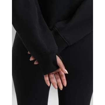 Colorfulkoala Women's Fleece Lined Oversized Hoodies Full-Zip Casual Workout Sweatshirts with Thumb Holes（XS-S,Black