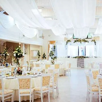 BIT.FLY Sheer Scarf Organza Table Swags Wedding Decor for Birthday Party & Home Table Runner 394 x 53 Inch, Table Skirt, Stair Bow, Valance, Backdrop Curtain Decoration (White, 1 Pack)