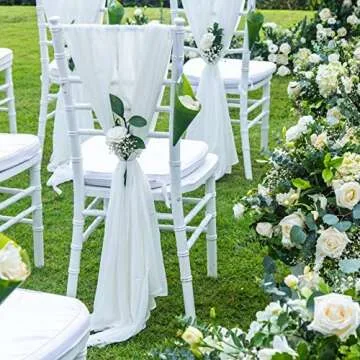 BIT.FLY Sheer Scarf Organza Table Swags Wedding Decor for Birthday Party & Home Table Runner 394 x 53 Inch, Table Skirt, Stair Bow, Valance, Backdrop Curtain Decoration (White, 1 Pack)