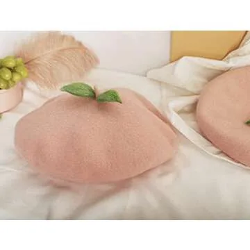 Chic Pink Peach Wool Beret for Women – Perfect Gift