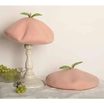 Chic Pink Peach Wool Beret for Women – Perfect Gift