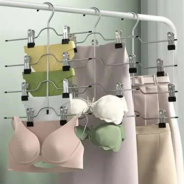Tosnail 4 Pack 4 Tier Skirt Pants Clothes Hanger with Non Slip Clips, Space Saving Closet Organizer for Trouser, Slack, Jeans, Towels