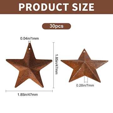 GORGECRAFT 30PCS 2 Inch Metal Rusty Barn Star Antique Primitives Rustic Country Tin Steel Stars Acce...