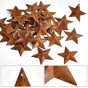GORGECRAFT 30PCS Rusty Barn Stars for Rustic Decor