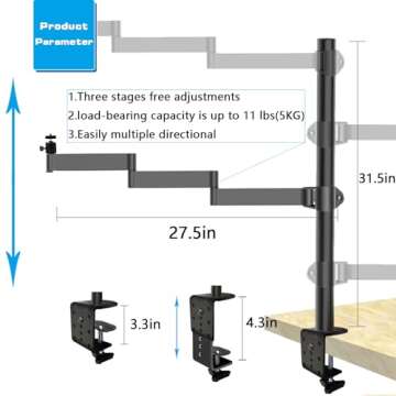 Heavy Desktop Overhead Camera Mount Rig Stand, Top Down DSLR Photography Holder with Flexible Arm and 360° Ball Head, Adjustable Height and Length for Ring Light/Video Camera/Webcam/Panel Light