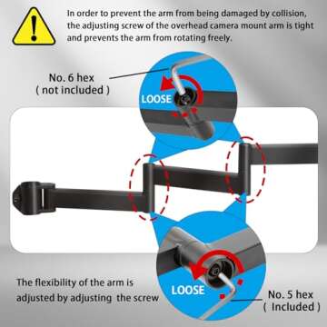 Heavy Desktop Overhead Camera Mount Rig Stand, Top Down DSLR Photography Holder with Flexible Arm and 360° Ball Head, Adjustable Height and Length for Ring Light/Video Camera/Webcam/Panel Light