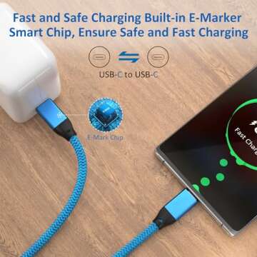 UseBean USB C to USB C Cable 100W 15FT 2Pack, USB C 3.2 Gen 2X2 20Gbps Data Cable 4K Video, Type-C PD Fast Charging Cord, for MacBook Pro, iPad Mini 6/ Pro, Galaxy S24+/S24 Ultra/S23, Switch