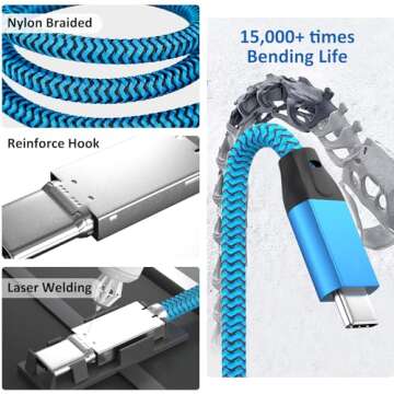 UseBean USB C to USB C Cable 100W 15FT 2Pack, USB C 3.2 Gen 2X2 20Gbps Data Cable 4K Video, Type-C PD Fast Charging Cord, for MacBook Pro, iPad Mini 6/ Pro, Galaxy S24+/S24 Ultra/S23, Switch