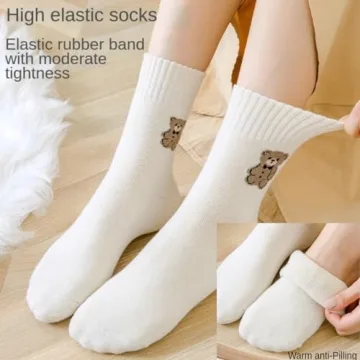 Teddy Bear Winter Socks Cute Fluffy for Women Girls Gifts