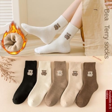 Teddy Bear Winter Socks Cute Fluffy for Women Girls Gifts