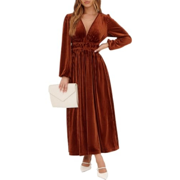 Sissyaki Women's Long Sleeve Velvet Dresses for Winter Events