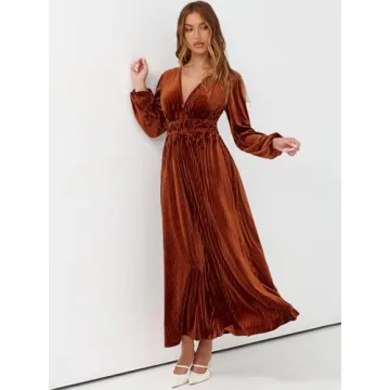 Sissyaki Velvet Long Sleeve Maxi Dress for Winter Events