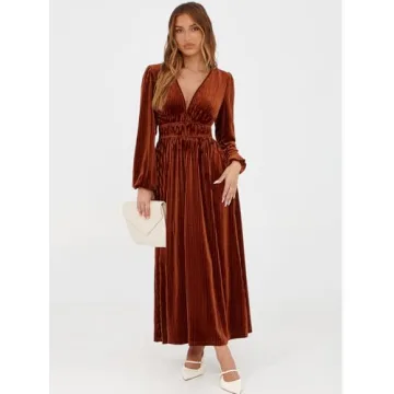 Sissyaki Velvet Long Sleeve Maxi Dress for Winter Events