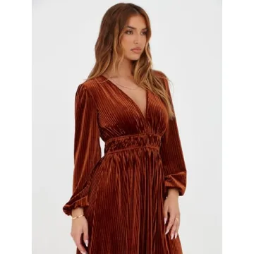 Sissyaki Velvet Long Sleeve Maxi Dress for Winter Events