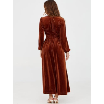 Sissyaki Velvet Long Sleeve Maxi Dress for Winter Events
