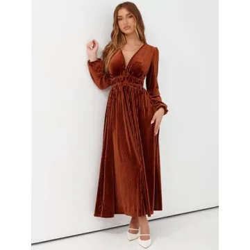 Sissyaki Velvet Long Sleeve Maxi Dress for Winter Events